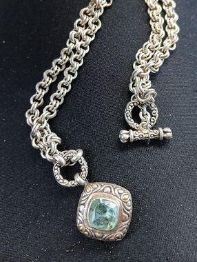 Sterling Silver Vintage Aquamarine Pendant